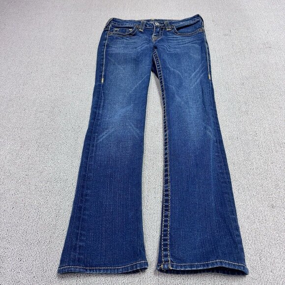 True Religion Jeans Straight Leg Blue Pockets Women’s Size 28 - Picture 6 of 12